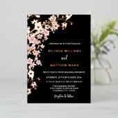 PHOTO Pink Rose Gold Cherry Blossom Wedding 箔招待状 (立ち正面)