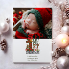 Photo Plaid First Christmas シーズンカード