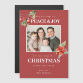 Photo Poinsettia Christian Christmas Holiday Card (正面/裏面)