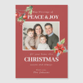 Photo Poinsettia Christian Christmas Holiday Card (正面)