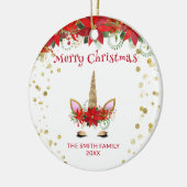 Photo Poinsettia Unicorn with Red Christmas セラミックオーナメント (左)