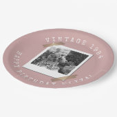 Photo Polaroid Vintage Birthday Dusty Pink ペーパープレート (アングル)