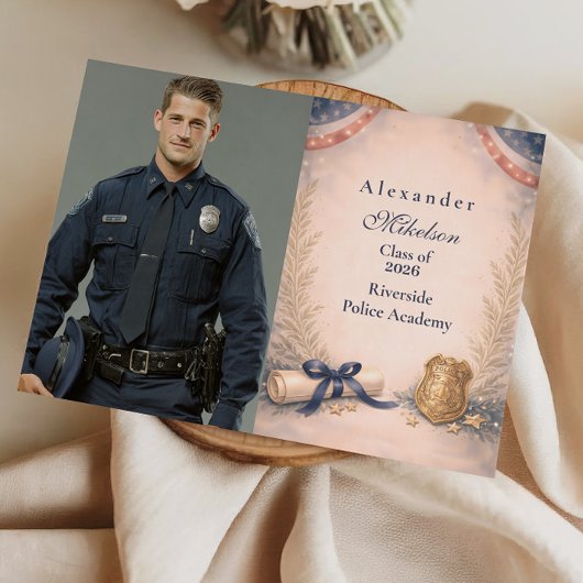 Photo Police Officer Academy Milestone Graduation 案内状