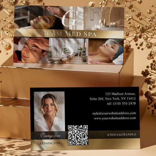 Photo Professional Med Spa Monogram Black Gold 名刺