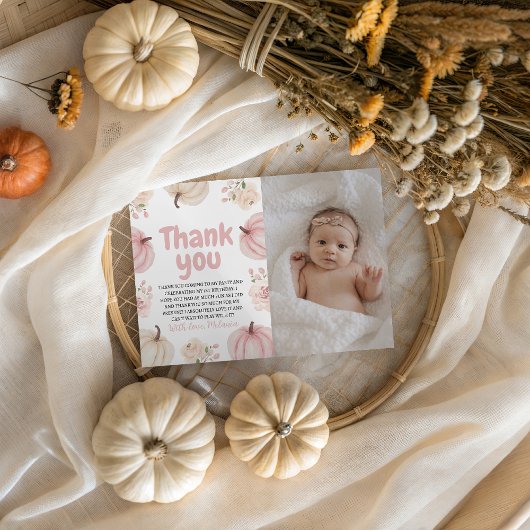 Photo Pumpkin Birthday Thank You Card 招待状