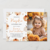 Photo Pumpkin First Birthday Invite 招待状 (正面)