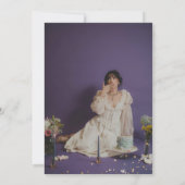 Photo Purple Gold Glitter Masquerade Quinceañera 招待状 (裏面)