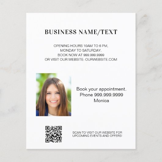 Photo qr code beauty salon makeup business チラシ (正面)