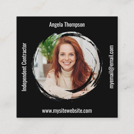 Photo QR Code Black Connect with Me Business スクエア名刺 (正面)