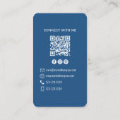 Photo QR Code Connect With Me Blue Modern 名刺 (裏面)
