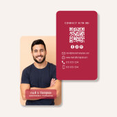 Photo QR Code Connect With Me Burgundy Modern 名刺