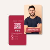 Photo QR Code Connect With Me Burgundy Modern 名刺