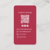 Photo QR Code Connect With Me Burgundy Modern 名刺 (裏面)