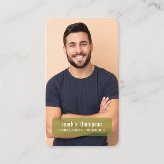 Photo QR Code Connect With Me Olive Green 名刺 (正面)