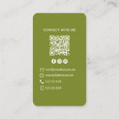 Photo QR Code Connect With Me Olive Green 名刺 (裏面)