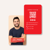 Photo QR Code Connect With Me Red Modern 名刺