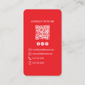 Photo QR Code Connect With Me Red Modern 名刺 (裏面)
