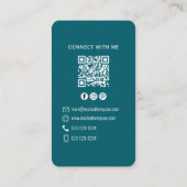 Photo QR Code Connect With Me Teal Modern 名刺 (裏面)