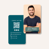 Photo QR Code Connect With Me Teal Modern 名刺