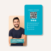Photo QR Code Connect With Me Teal Modern 名刺