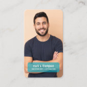 Photo QR Code Connect With Me Teal Modern 名刺 (正面)