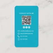 Photo QR Code Connect With Me Teal Modern 名刺 (裏面)