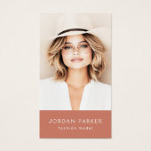 Photo QR code fashion terracotta business cards (正面)
