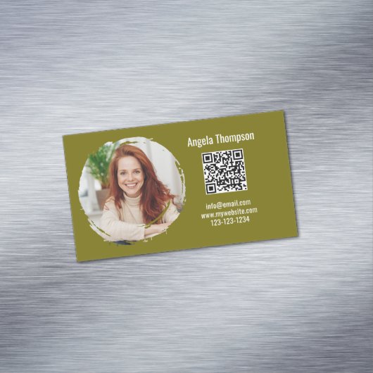 Photo QR Code Green Modern Magnetic マグネット名刺 (インサイチュ)