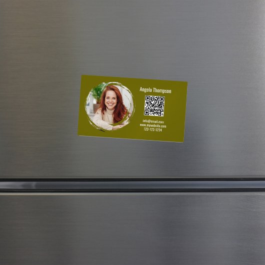 Photo QR Code Green Modern Magnetic  マグネット名刺