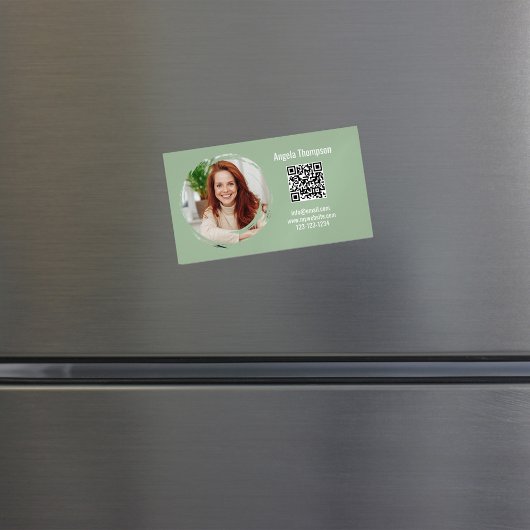 Photo QR Code Green Modern Magnetic マグネット名刺