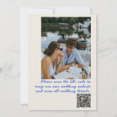 Photo QR Code Hand Drawn Blue Cake Bows Wedding  招待状 (裏面)