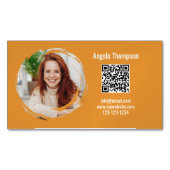 Photo QR Code Orange Modern Magnetic マグネット名刺 (正面)