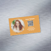Photo QR Code Orange Modern Magnetic マグネット名刺 (インサイチュ)