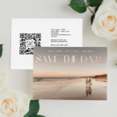 Photo QR code Rose Gold Foil Save The Date Card 箔招待状
