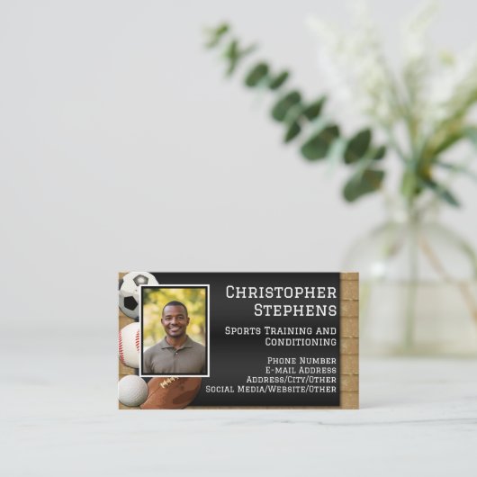 Photo QR Code Sports Personal Trainer Coach 名刺 (スタンド正面)