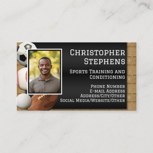 Photo QR Code Sports Personal Trainer Coach 名刺 (正面)