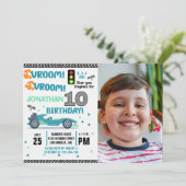 Photo Race Car • 10th Birthday Boy 招待状 (スタンド正面)