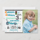 Photo Race Car • 3rd Birthday Racing Party 招待状 (正面)
