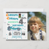Photo Race Car • 4th Birthday Racing Party 招待状 (正面)