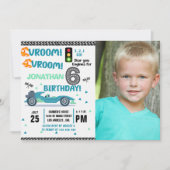 Photo Race Car • 6th Birthday Racing Party 招待状 (正面)