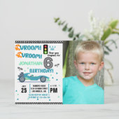 Photo Race Car • 6th Birthday Racing Party 招待状 (スタンド正面)