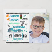 Photo Race Car • 7th Birthday Racing Party 招待状 (正面)