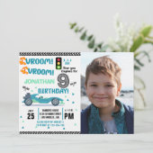 Photo Race Car • 9th Birthday Boy 招待状 (スタンド正面)