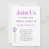 *~* PHOTO - Rainbow Sweet 16 Balloon AP29誕生日 招待状 (裏面)