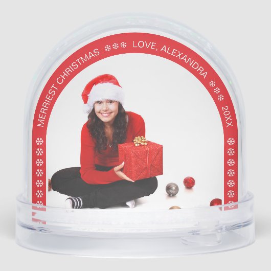 Photo Red Arch Merriest Christmas White Snowflakes (裏面)