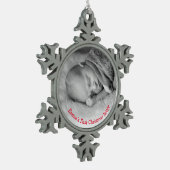 Photo Red Babys男女兼用の初めてのクリスマス スノーフレークピューターオーナメント (左)