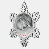 Photo Red Babys男女兼用の初めてのクリスマス スノーフレークピューターオーナメント (右)