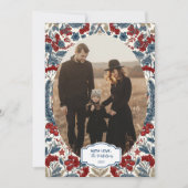 Photo Red Berry & Blue Pine Christmas シーズンカード (正面)