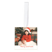 Photo Red Doodleお洒落 Christmasメッセージ キューブオーナメント (正面)