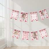 Photo Red Gingham Bows Berry First Bunting Flags バンティングフラッグ